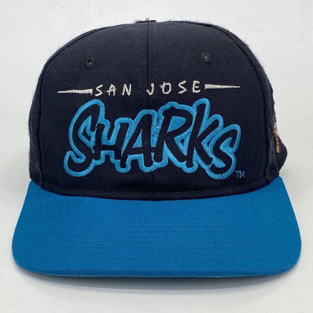 STARTER San Jose Sharks Snapback Hat Bubble‎ Graffiti Spell Out Logo Wool